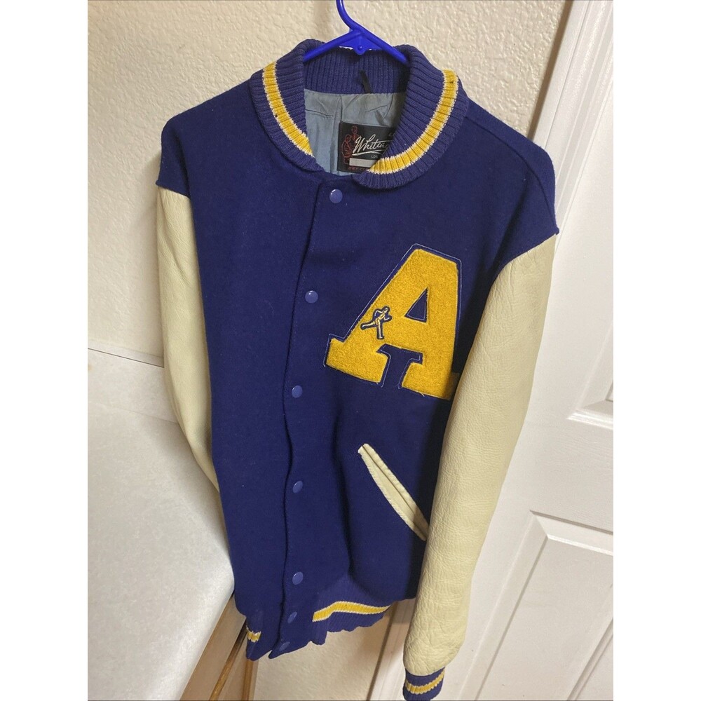 Vintage Whiting Los Angeles Varsity Jacket A Letterman Leather Size 44